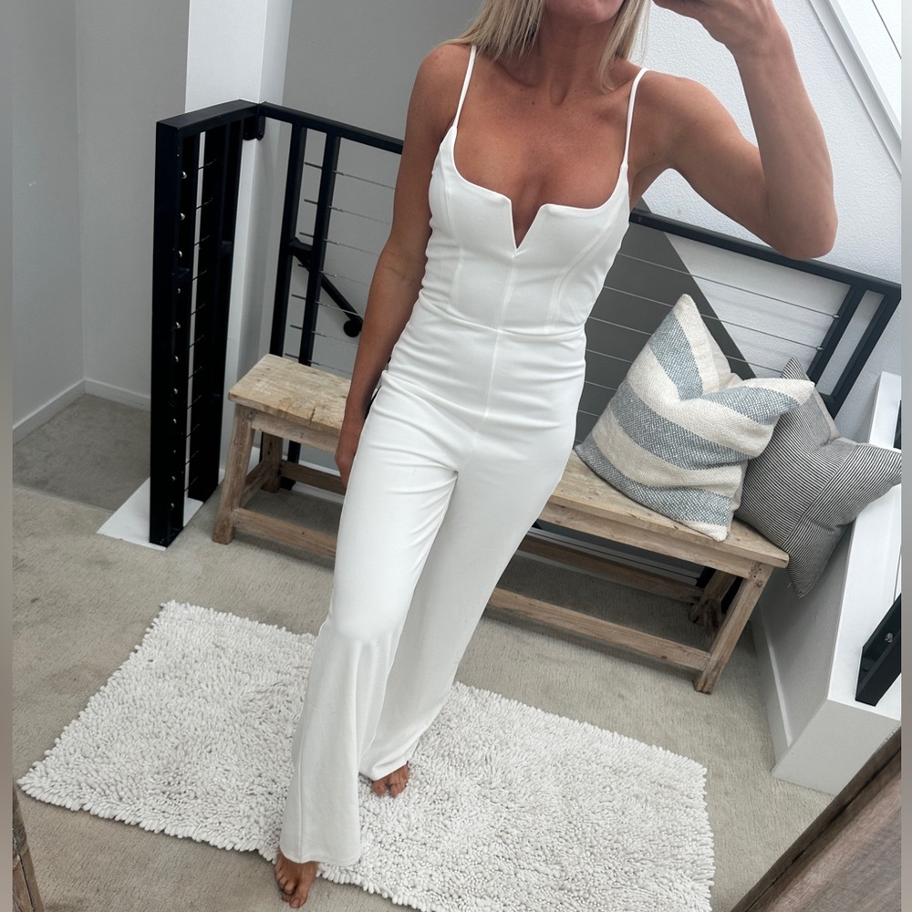 Lulus Cheers to Chic Ivory Bridal Wide-Leg Jumpsuit | NWT Size S - Picture 6 of 17